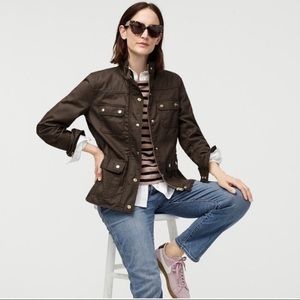 J Crew Downtown Wax Jacket Petite Small Olive